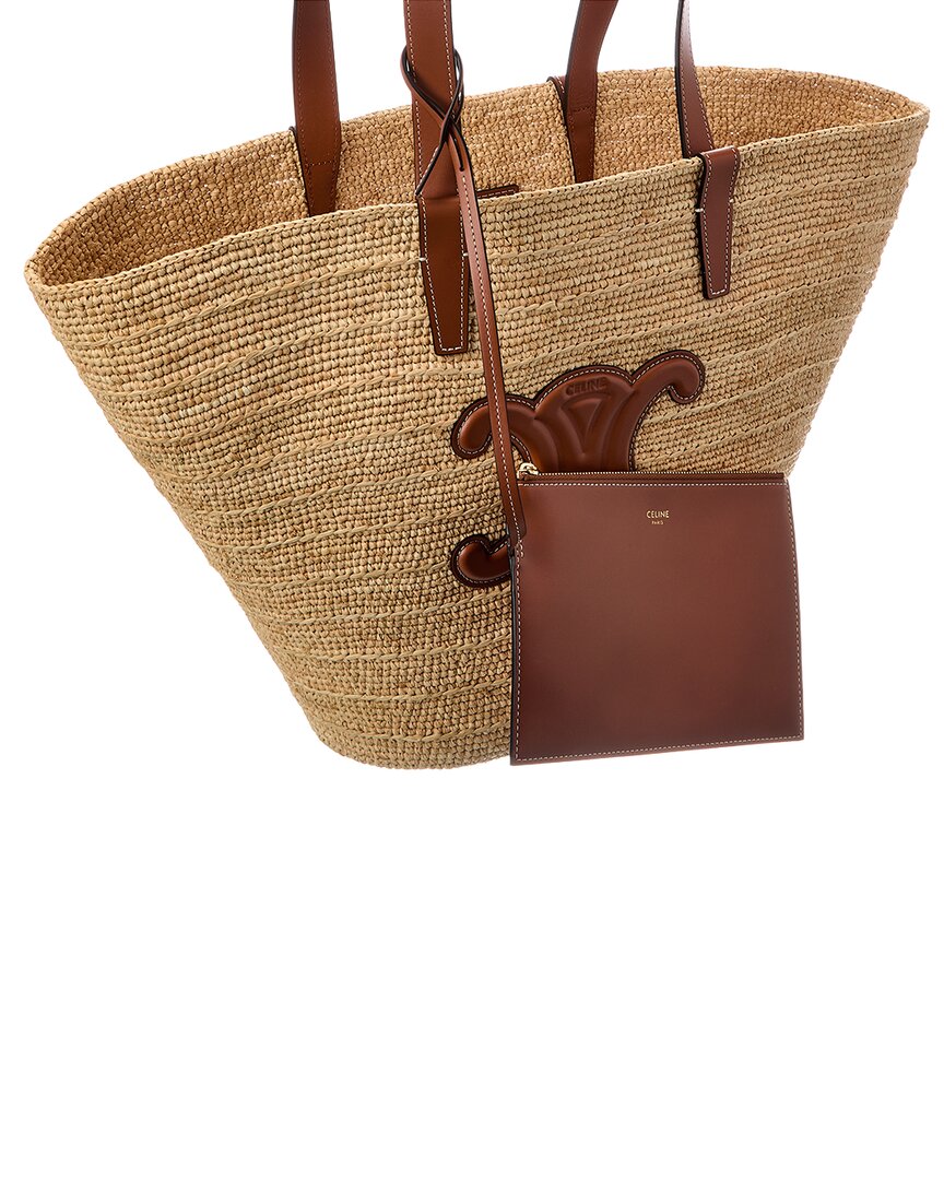 CELINE | Womens | Classic Panier Raffia & Leather Tote | Brown