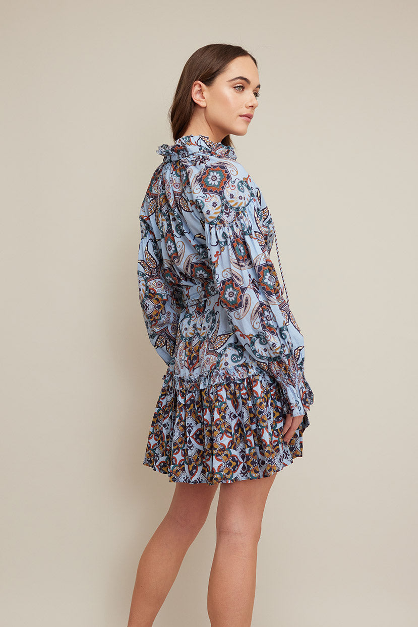 Poppy Dress | Blue Vintage Paisley