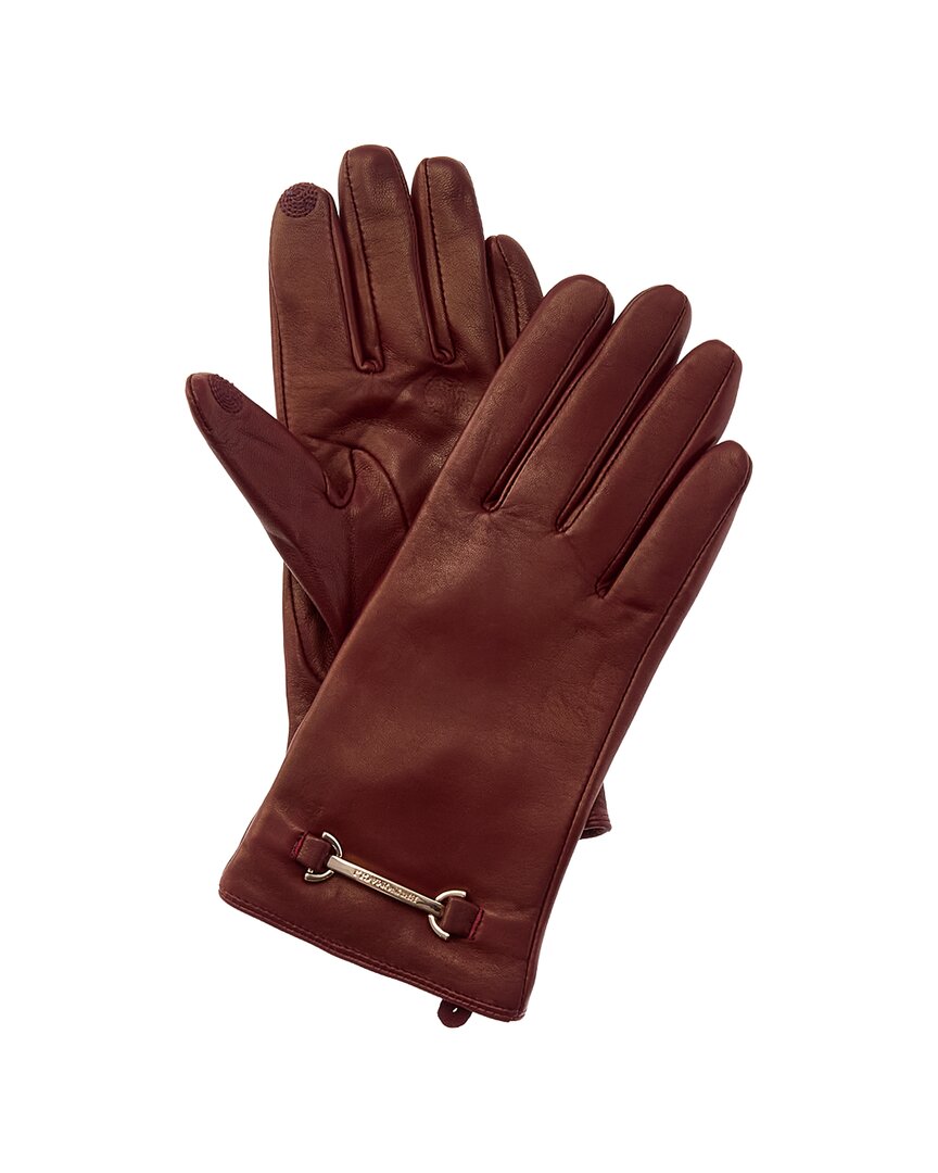 Bruno Magli | Unisex | Horsebit Cashmere-Lined Leather Gloves | Red