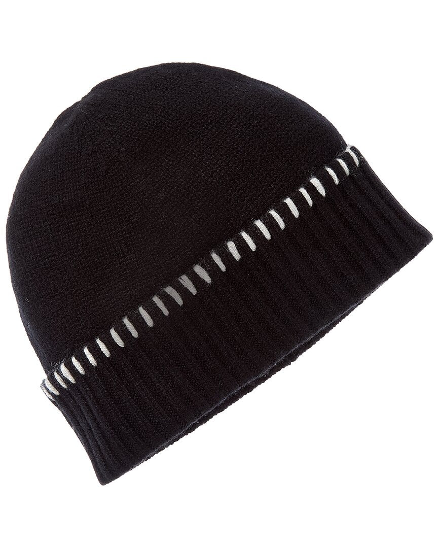 Bruno Magli | Unisex | Whipstitch Cuffed Cashmere Hat | Black