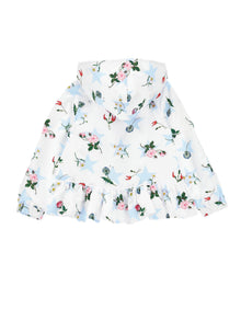 Girls | Star Print Windproof Jacket | White/Sky Blue