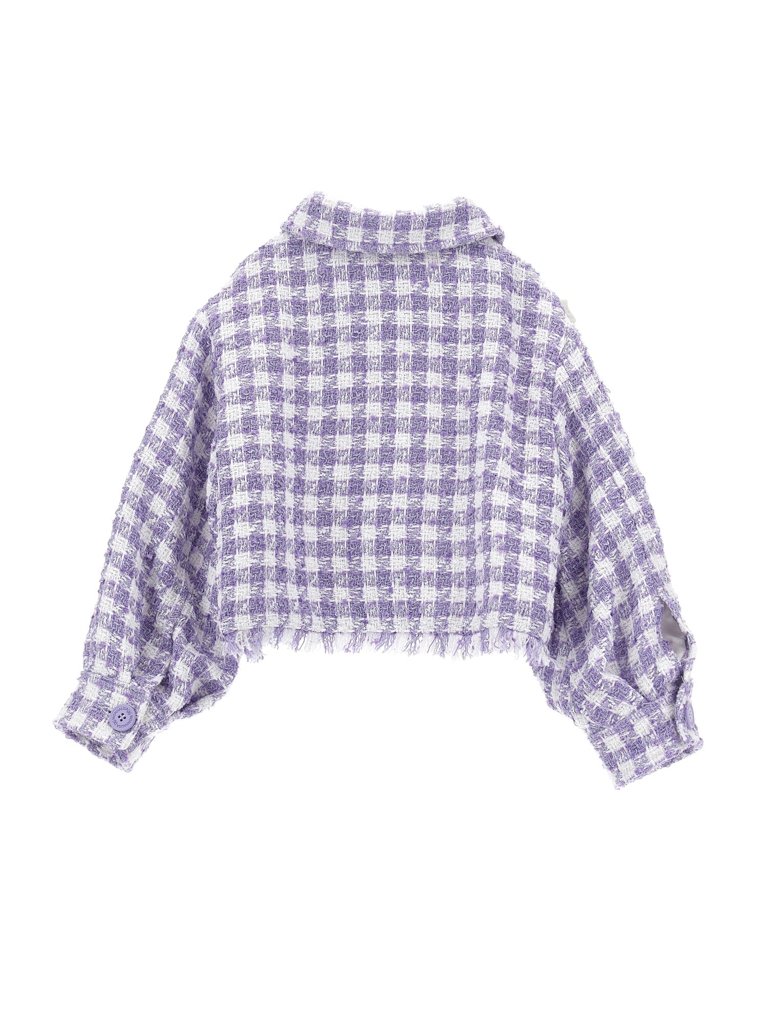 Girls | Houndstooth Spencer Jacket | White/Wisteria