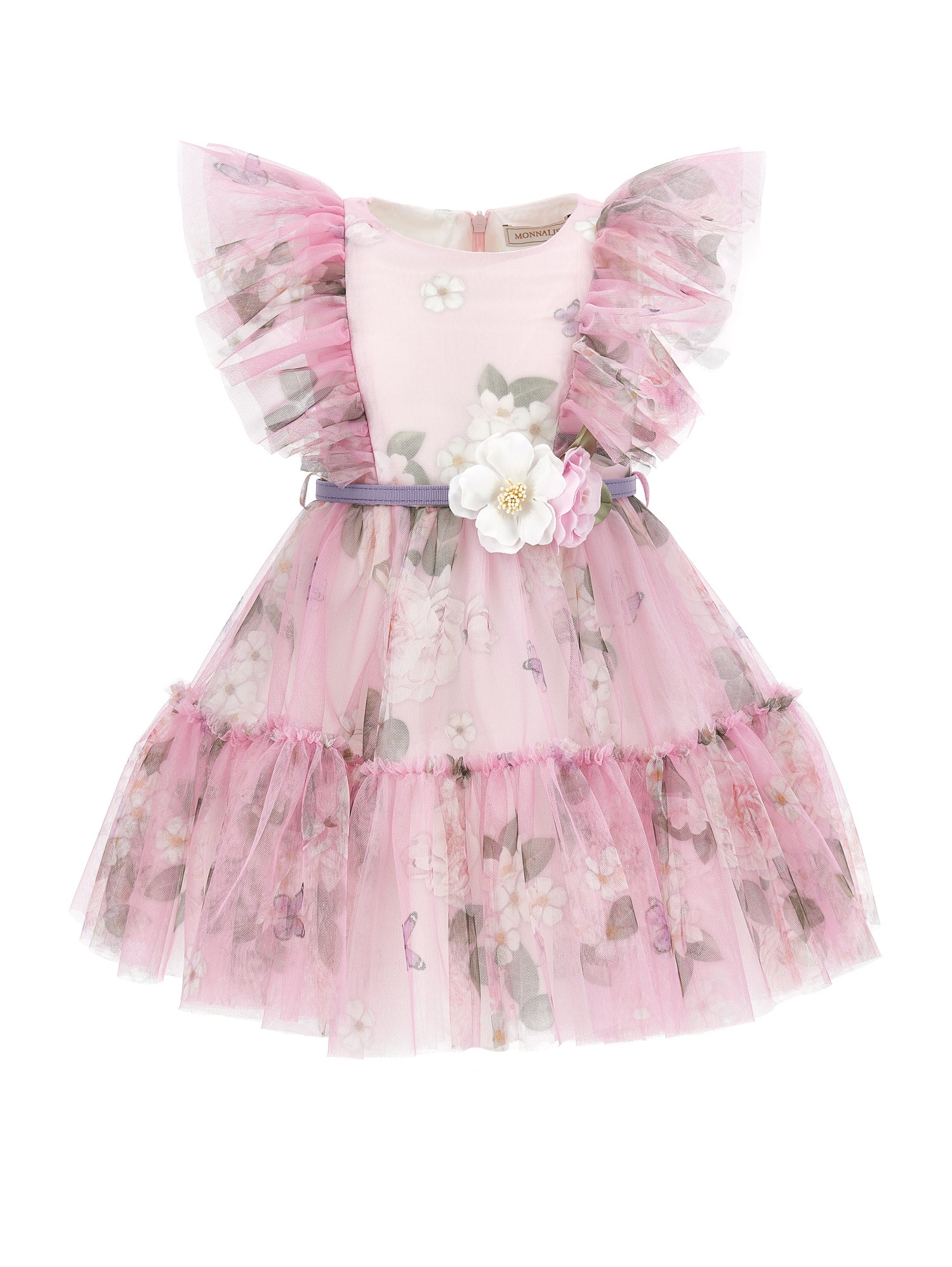 Girls | Rose Print Tulle Dress | FairyTale Pink