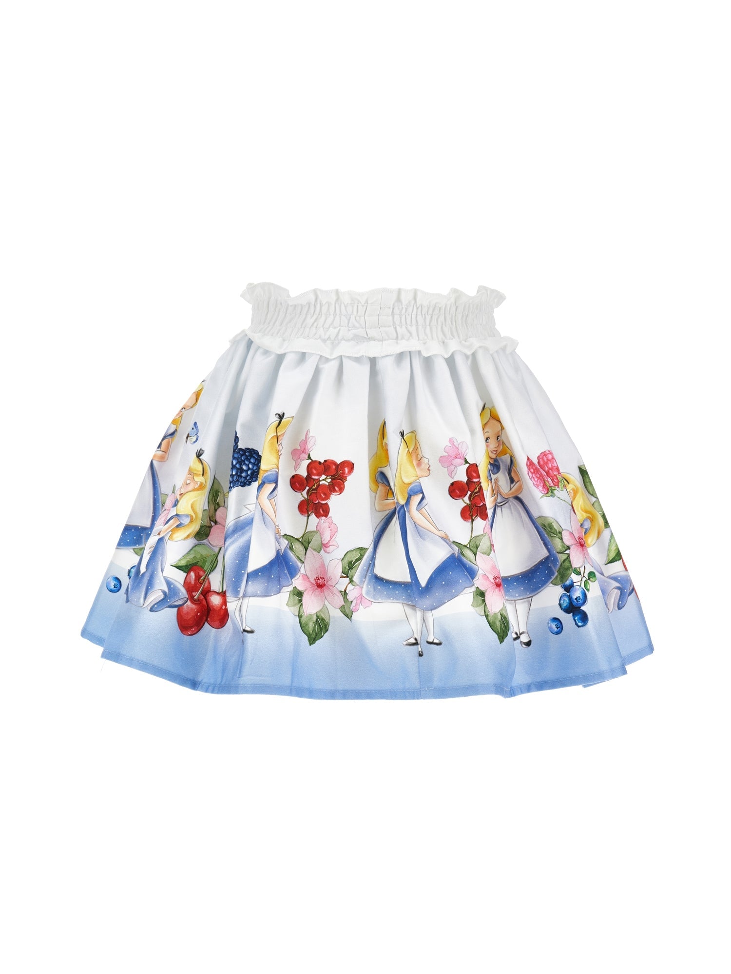 Girls | Alice Satin Skirt | White/Sky Blue