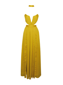 Xella Pleated Chiffon Maxi Dress | Yellow