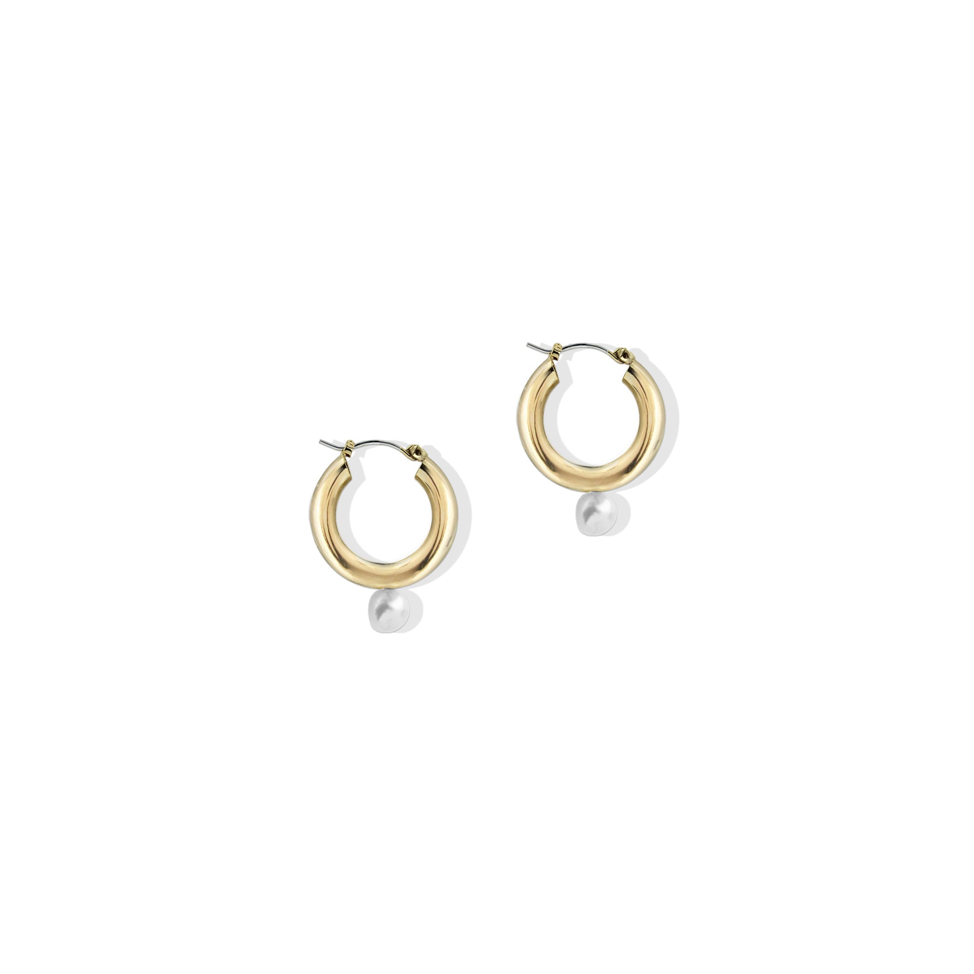 The Pearl Tube Hoop Earring | 18K Yellow Gold-Plated
