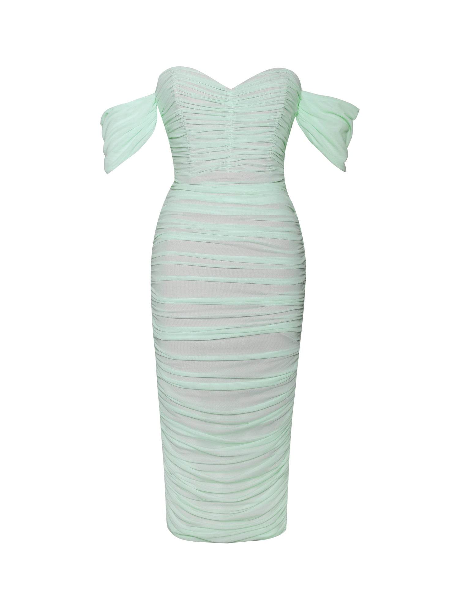 Quenby Off Shoulder Mesh Maxi Dress | Mint