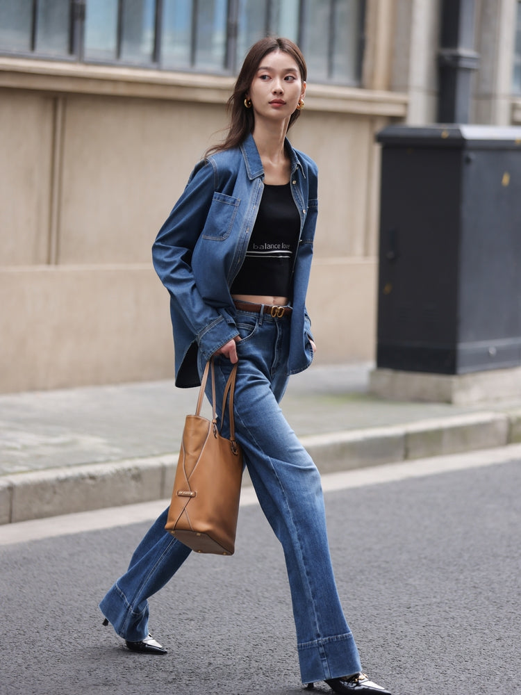 Straight-Leg Wide-Leg Jeans | Blue