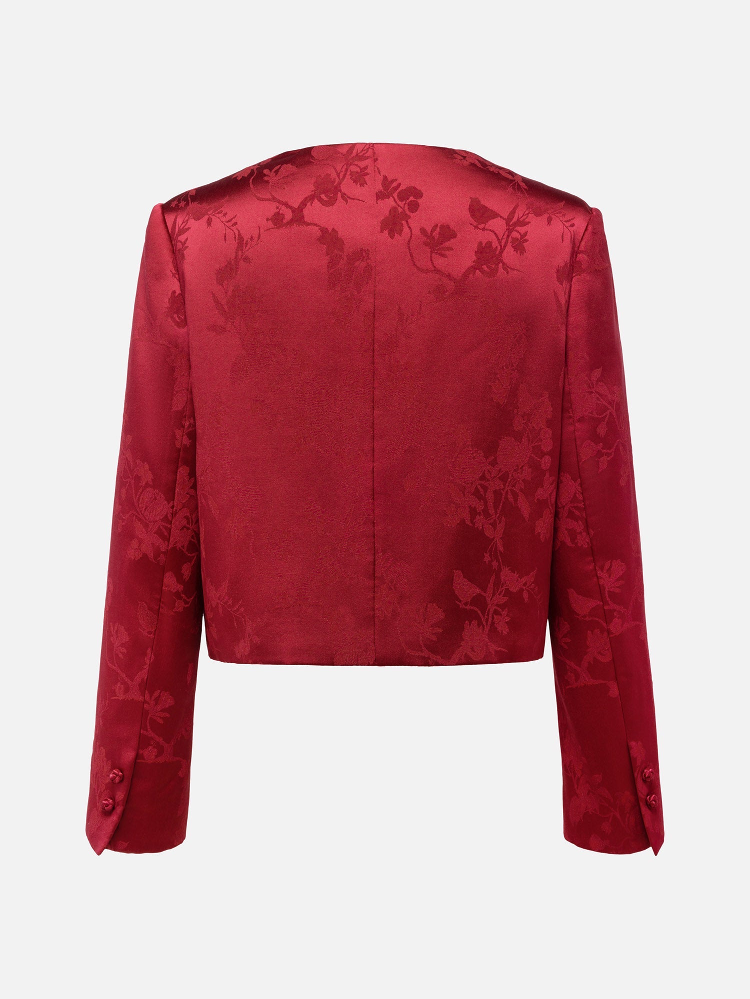 Satin Chinese-style Jacket | Wine Red
