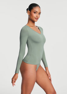 V-Neck Long Sleeve Top | Sage Green
