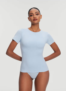 Short Sleeve Crew Neck Top | Sky Blue