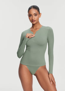 Quarter Zip Long Sleeve Top | Sage Green