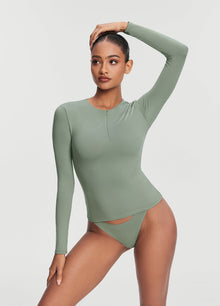 Quarter Zip Long Sleeve Top | Sage Green