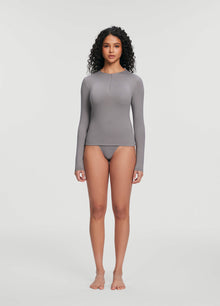 Quarter Zip Long Sleeve Top | Cool Gray
