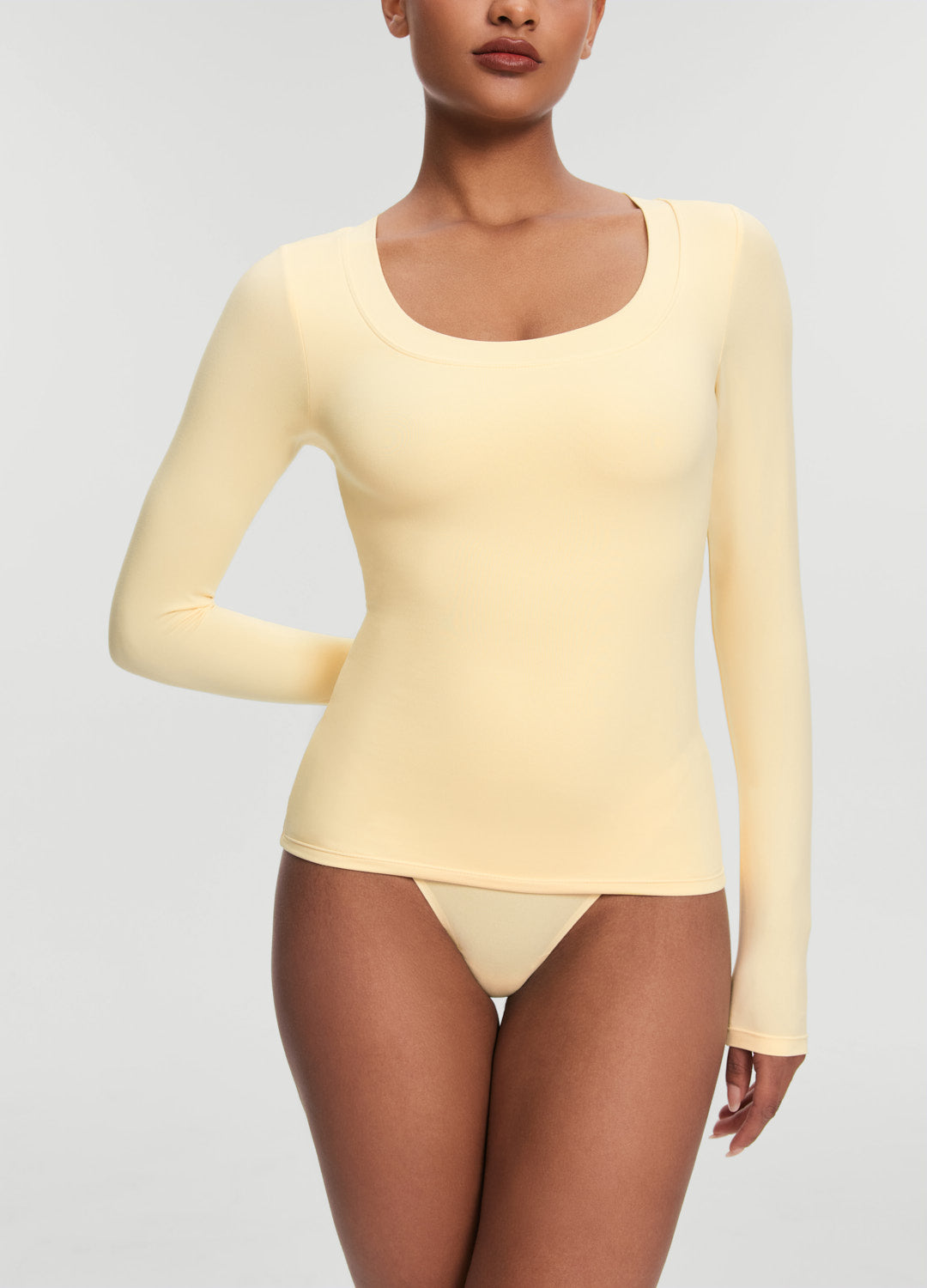 Scoop Neck Long Sleeve Top | Lemon Meringue