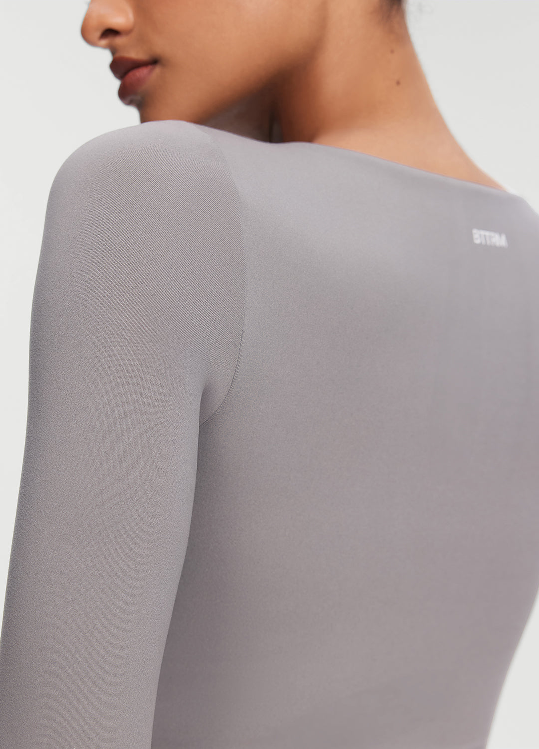 Cropped Round Neck Top | Cool Gray