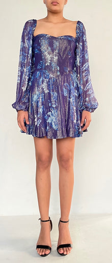 Hemant & Nandita | Lurex Short Dress | Blue