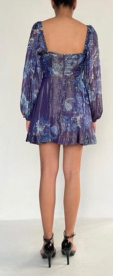 Hemant & Nandita | Lurex Short Dress | Blue