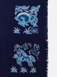 Square Shaped Jacquard Scarf | Navy