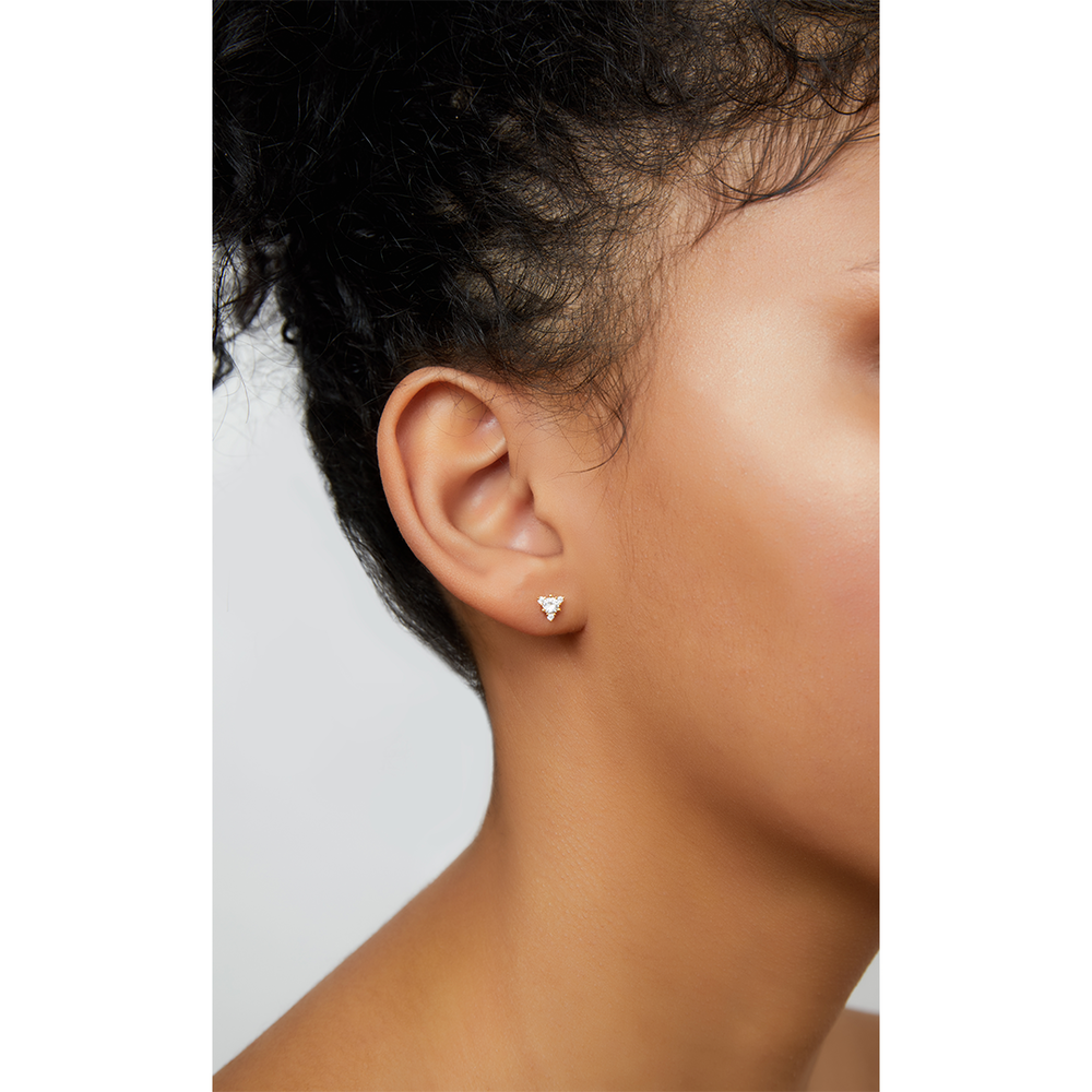 Cz Triangle Stud Earrings | Silver