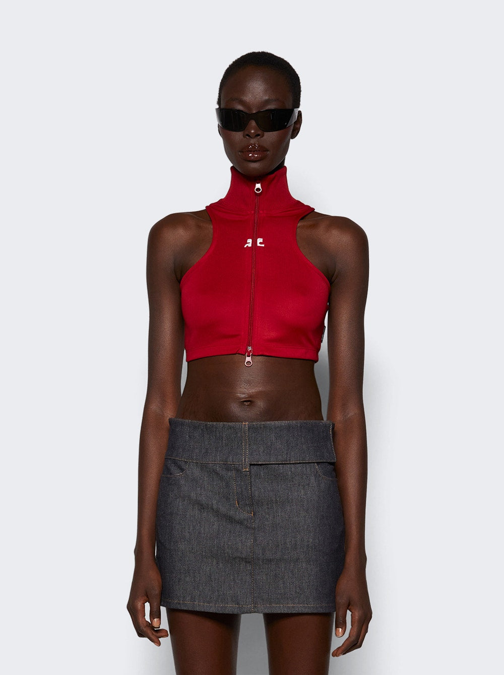 Courrèges | Scuba Tracksuit Interlock Cropped Jacket Ruby | Red