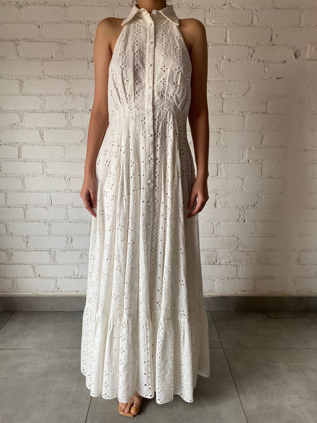 Hemant & Nandita | Collar Long Dress | White