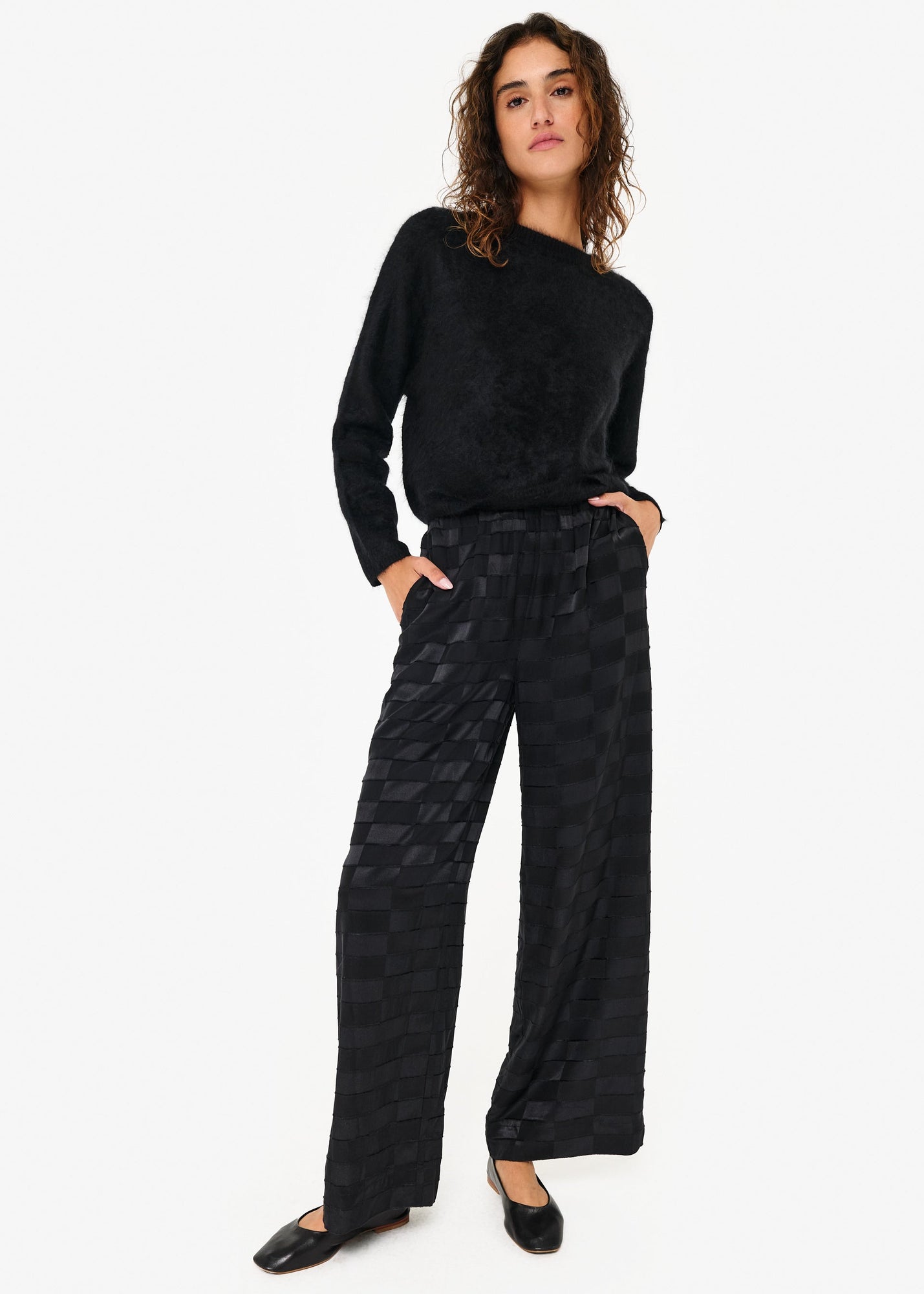Medina Burnout Wide Leg Pant | Black