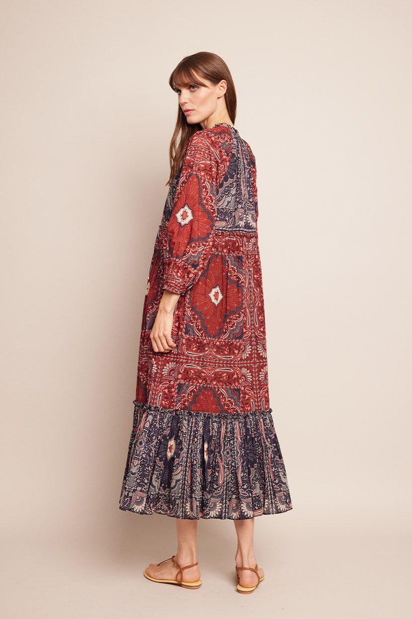 Women | Mari Dress | Jules Maroon Blue