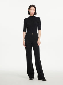 Semi-High Neck Knit Top | Black