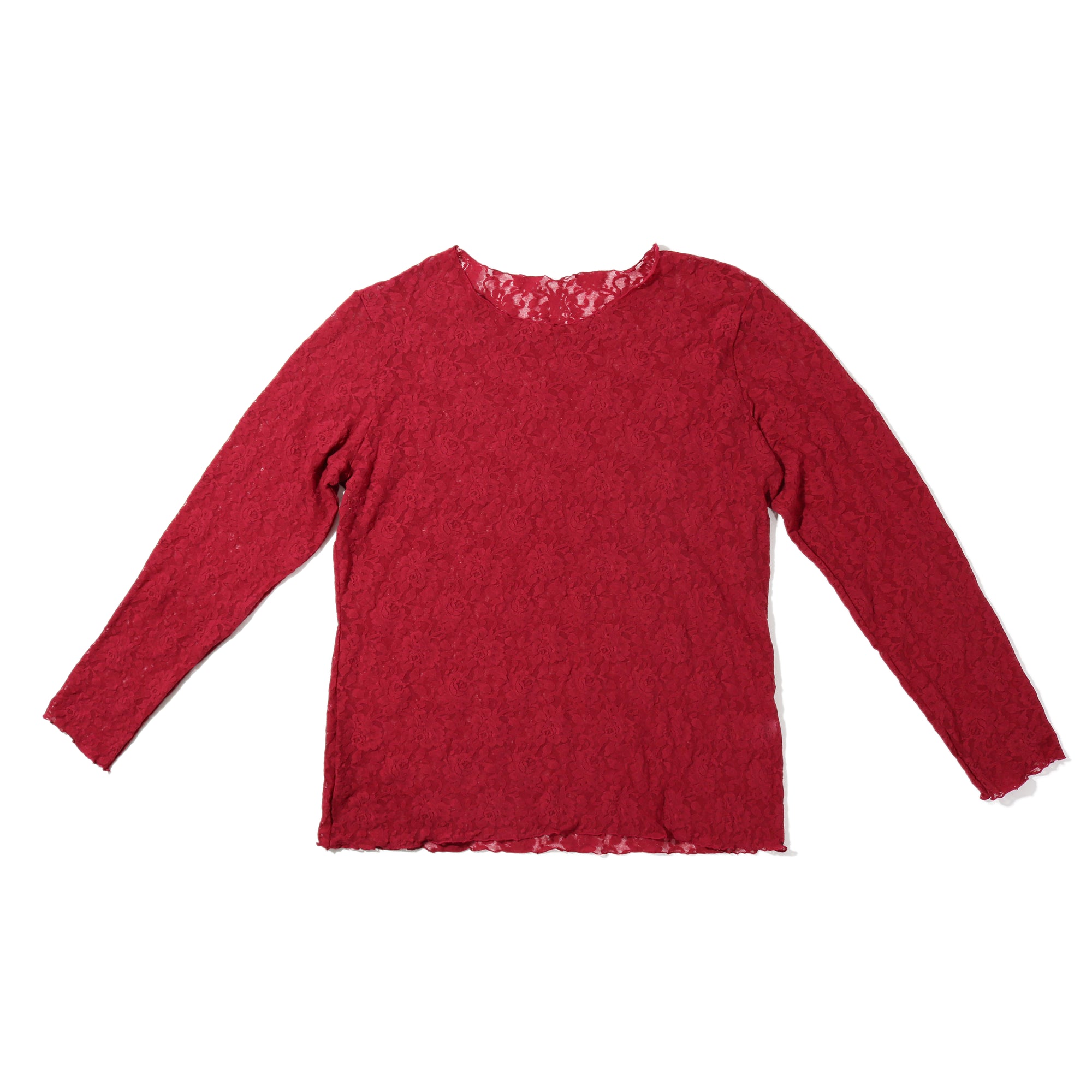 Plus Size Signature Lace Long Sleeve Top | Wild Berries (Red)