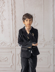 Baby Boys | Charlie Velour Boy's Blazer | Black