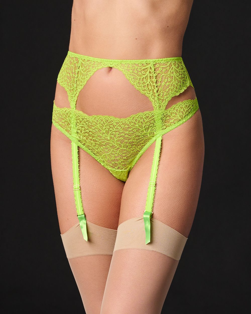Allegra Suspender Belt | Chartreuse