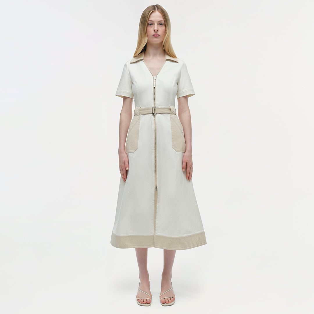 Womens | Hanover Cotton Midi Dress | Ivory Multi