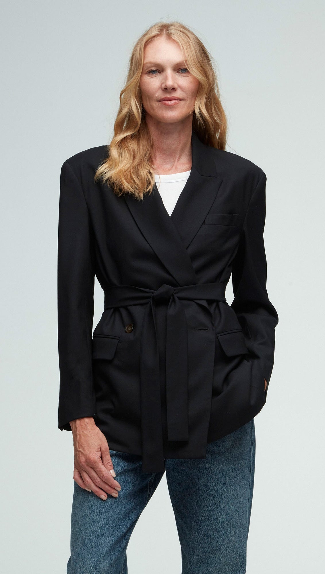 Belted Blazer in Seasonless Wool | Black