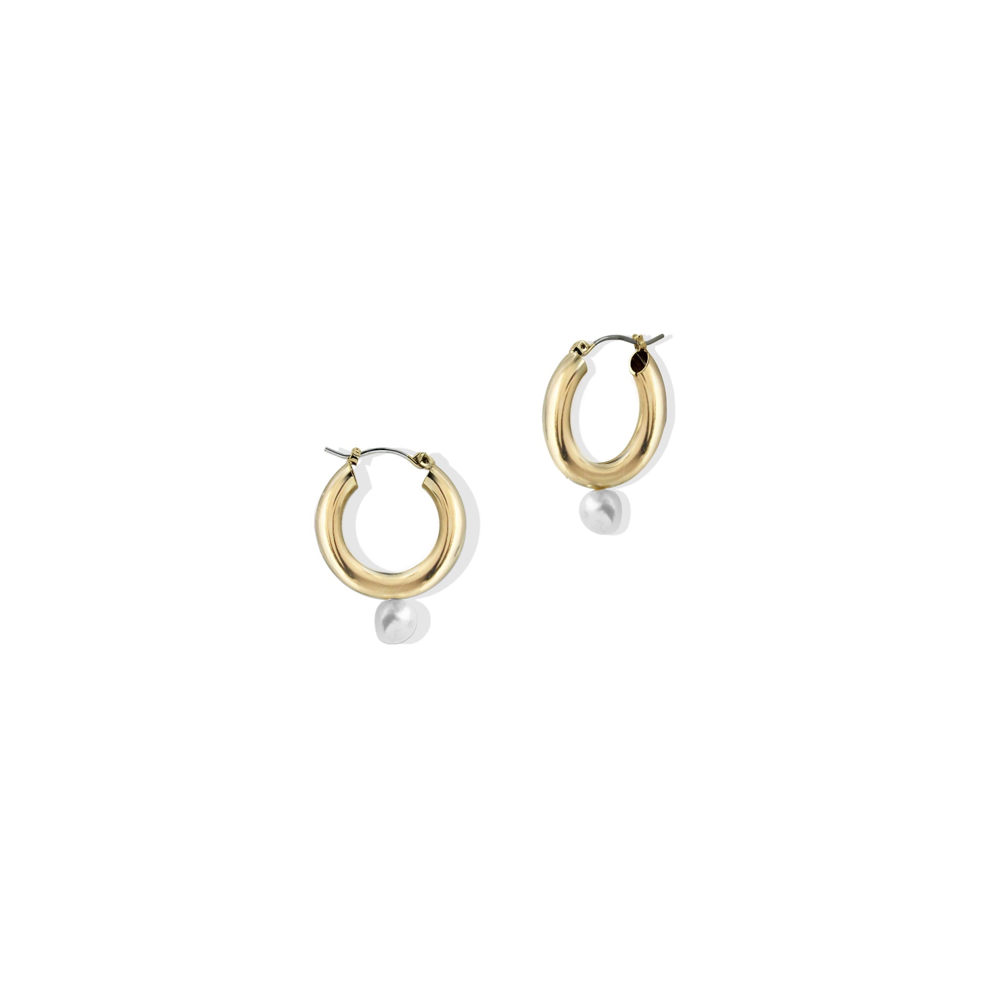 The Pearl Tube Hoop Earring | 18K Yellow Gold-Plated