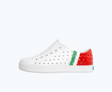 Side view of a Native Shoes Kids Jefferson Block Kids | Shell White/ Shell White/ Jolly Torch Block Footwear