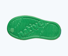 Bottom view of a Native Shoes Kids Jefferson Iridescent Kids | Picnic Green/ Picnic Green/ All Over Shine Footwear
