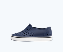 Side view of a Native Shoes Kids Miles Kids | Regatta Blue/ Shell White Footwear