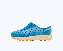 Side view of a Native Shoes Kids Robbie Print Kids | Wave Blue/ Bone White/ Pineapple Speckle Rubber/ Wave Foggy Fade Footwear