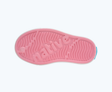Bottom view of a Native Shoes Kids Jefferson Print Kids | Princess Pink/ Shell White/ Haze Sunpetal Footwear