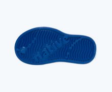 Bottom view of a Native Shoes Kids Miles Kids | Uv Blue/ Shell White Footwear