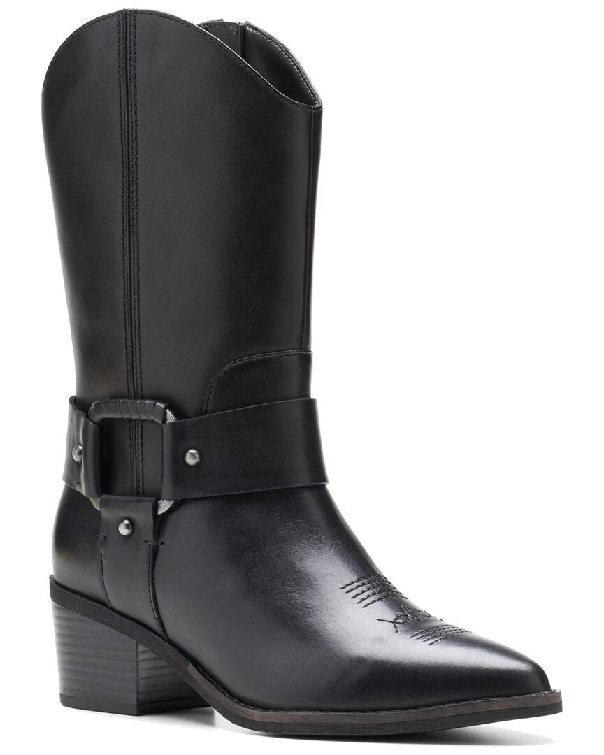 Clarks | Womens | Morzine Rise Leather Cowboy Boot | Black