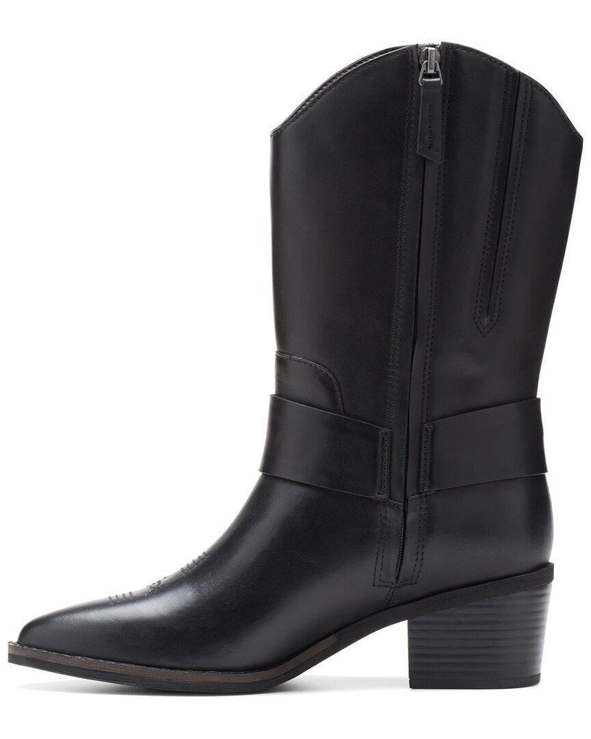 Clarks | Womens | Morzine Rise Leather Cowboy Boot | Black
