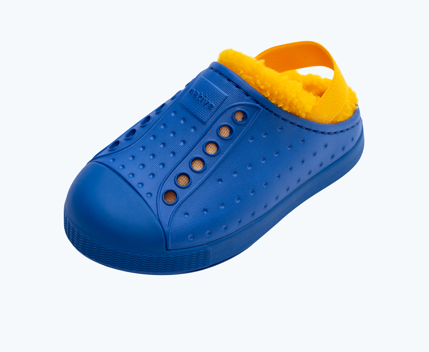 Angled view of a Native Shoes Kids Jefferson Cozy Kids | Ultra Violet/ Ultra Violet/ Dazzle Pink Footwear