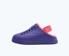 Side view of a Native Shoes Kids Jefferson Cozy Kids | Uv Blue/ Uv Blue/ Spicy Yellow Footwear