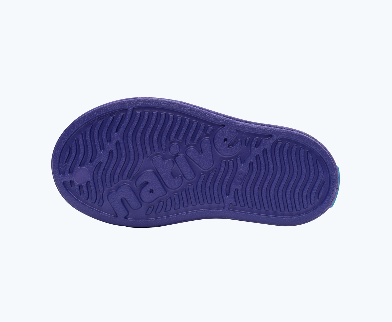 Bottom view of a Native Shoes Kids Jefferson Cozy Kids | Uv Blue/ Uv Blue/ Spicy Yellow Footwear