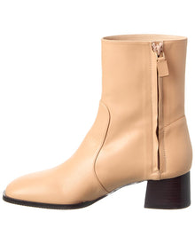 Stuart Weitzman | Womens | Nola Zip Leather Bootie | Beige