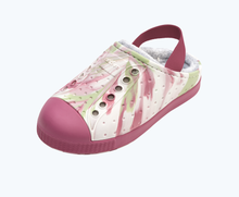 Angled view of a Native Shoes Kids Jefferson French Terry Kids | Twilight Pink Marble/ Twilight Pink Footwear