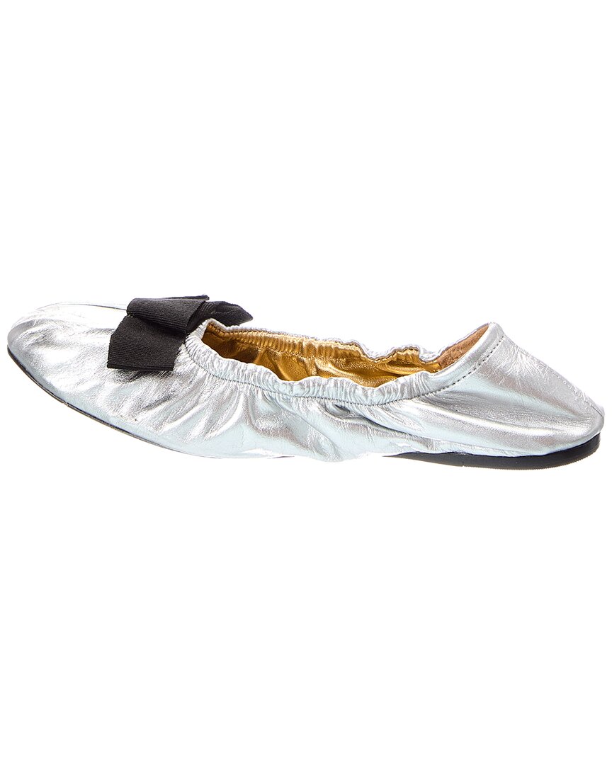SCHUTZ | Womens | Suzanne Leather Ballet Flat | Silver/Black