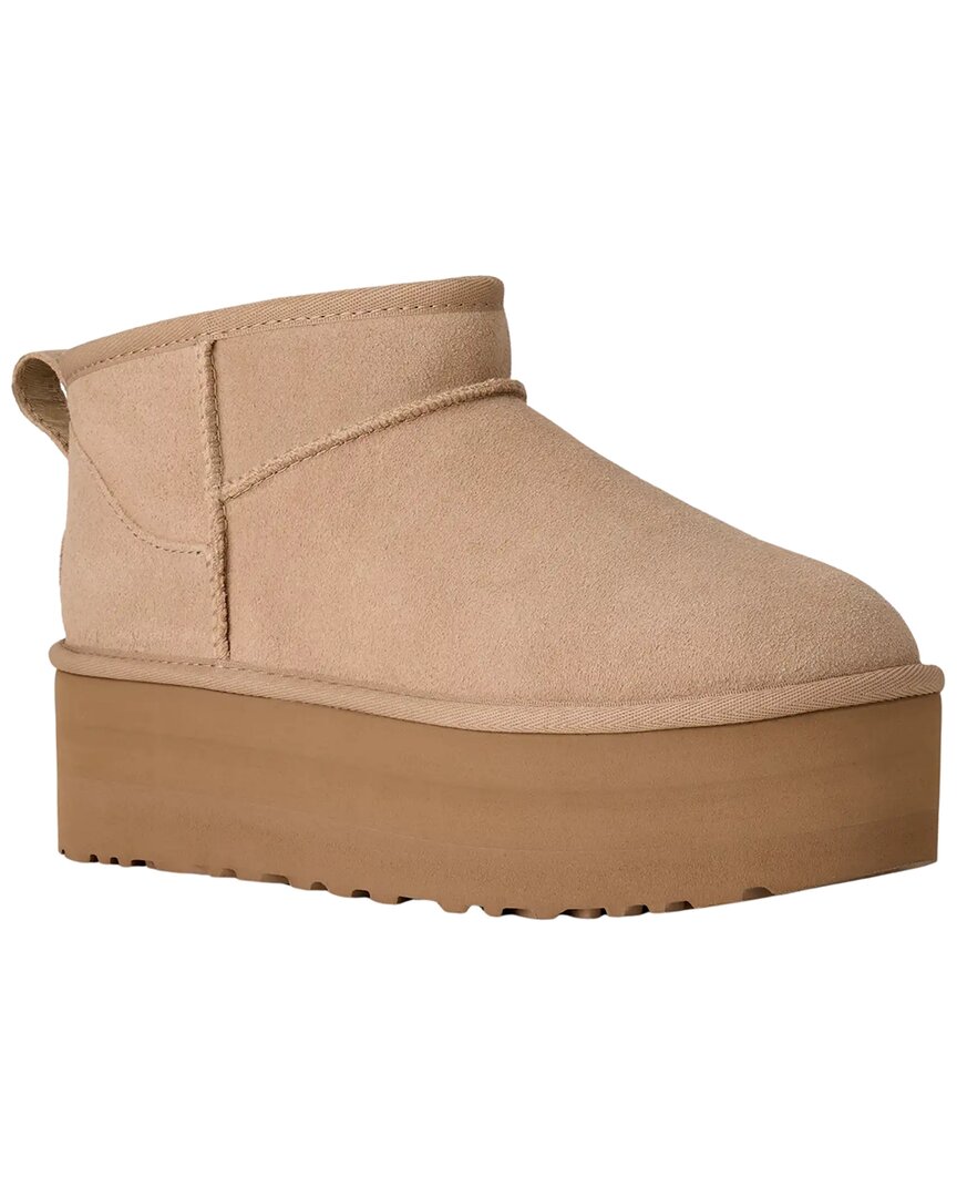 UGG | Womens | Classic Ultra Mini Platform Suede Boot | Beige